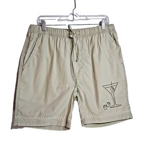 Massive‎ Luxury Edition Embroidered Drawstring L Shorts Olive Martini Green NWT